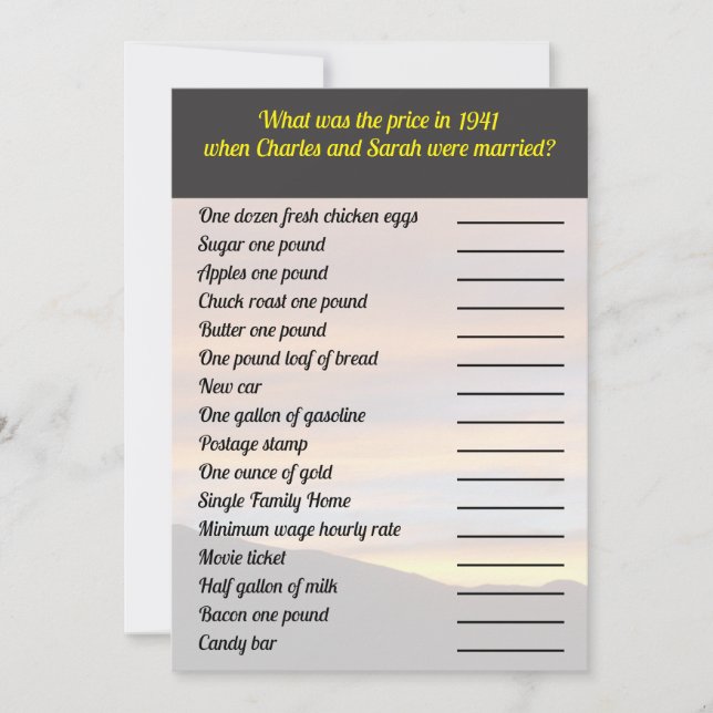 Convites Qual foi o jogo de preços? | Sindicato familiar Su (Frente)