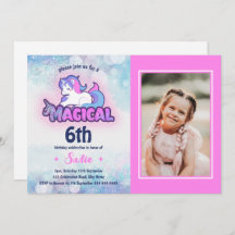 Qualquer 6 Rosa Púrpura Unicórnio Foto Rosa,, Aniv