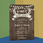 Convites QUALQUER AGE Rustic Antlers Banner Male's Birthday<br><div class="desc">Os roedores de veados ao estilo do país são banner com cordas de luz através do melhor convite de celebração de aniversário para ele.</div>