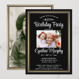 Convites QUALQUER Aniversário 2 Festa de preto, branco e Do