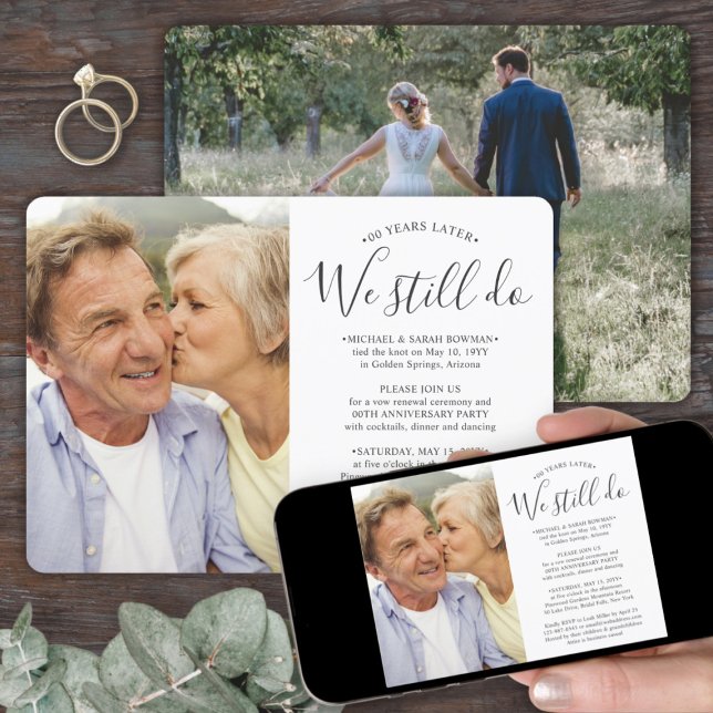 Convites QUALQUER Aniversário 2 Foto Que Ainda Fazemos Vow  (Criador carregado)