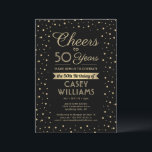 Convites QUALQUER Aniversário aplaude Preto Elegante e Conf<br><div class="desc">Convide a família e os amigos para uma elegante celebração de aniversário com convites de festas personalizados de preto e ouro. Toda a redação desta modelo (incluindo "Saúde até 50 Anos") é estabelecida para o quinquagésimo aniversário, mas é simples de personalizar para qualquer ano ou tipo de evento. O design...</div>