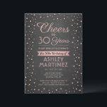 Convites QUALQUER Aniversário Cheia Pink Confetti Black Cha<br><div class="desc">Convide a família e os amigos para uma elegante celebração de aniversário para ela com convites de festas cor-de-rosa e pretos personalizados. Toda a redação desta modelo (incluindo "Saúde até 30 Anos") é criada para um aniversário de 30 anos, mas é simples de personalizar para qualquer ano ou tipo de...</div>