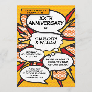 Convites Qualquer Aniversário de Casamento Divertido Retro 