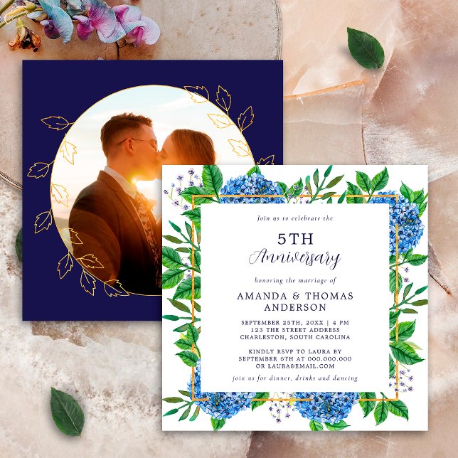 Convites Qualquer Ano Fotos de Casamento de Hortênsia Azul  (Criador carregado)
