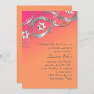 Convites Qualquer Bat Mitzvah de Swag Estrela de Prata Colo