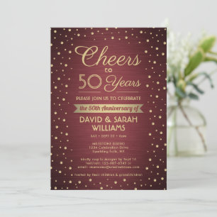Convites QUALQUER Brinde de Aniversário Escovado Burgundy D