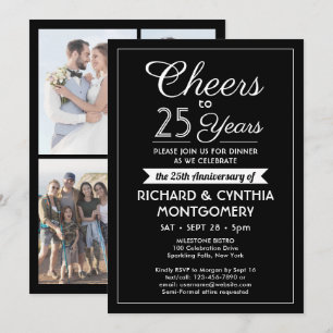 Convites QUALQUER Brindes de Aniversário Foto Elegante Pret