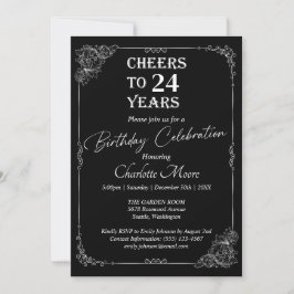 Convites Qualquer Clássico de Aniversário Negro e Branco