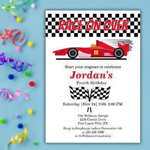 Convites Qualquer Corrida de Carro Vermelho de Aniversário