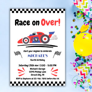 Convites Qualquer Corrida de Idade no Carro Azul Vermelho s