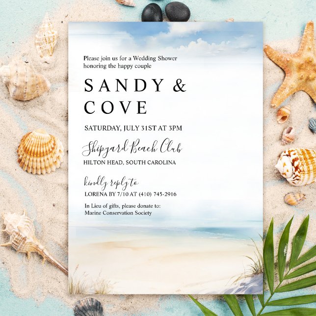 Convites QUALQUER EVENTO Aquarela de Praia Minimalista (Criador carregado)