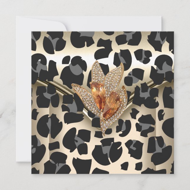 Convites Qualquer Evento Elegante Animal Caramelo Creme Pre (Frente)