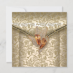 Convites Qualquer Evento Elegante Damasco Caramelo Creme Be