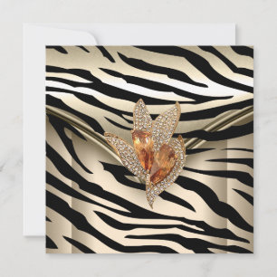 Convites Qualquer Evento Elegante Zebra Caramelo Creme Pret