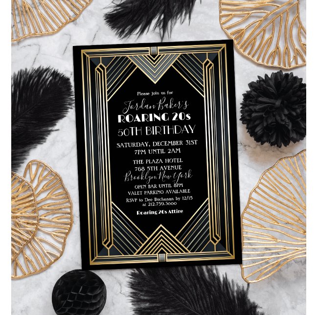 Convites QUALQUER EVENTO - Roaring 20s Anos 1920 Art Deco F (Criador carregado)