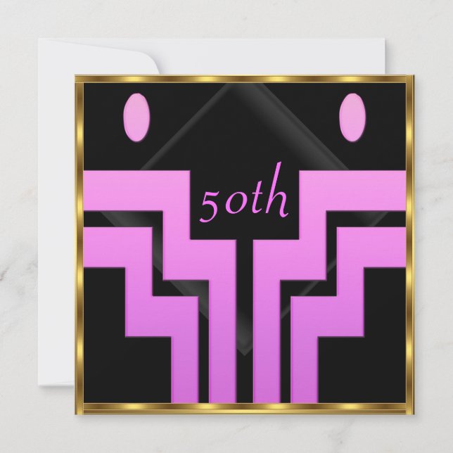 Convites Qualquer festa de aniversário cor-de-rosa preto (Frente)