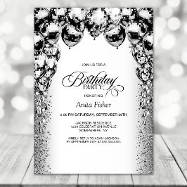 Convites Qualquer Festa de aniversário de Balões Pretos e B