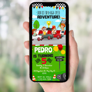Convites Qualquer Festa de aniversário De Carro De Corrida 