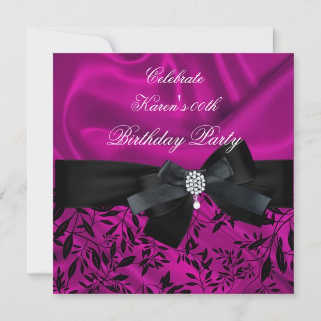 Convites Qualquer Festa de aniversário de idade, cor-de-ros (Frente)