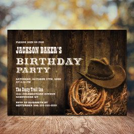 Convites Qualquer Festa de aniversário de madeira rustica o