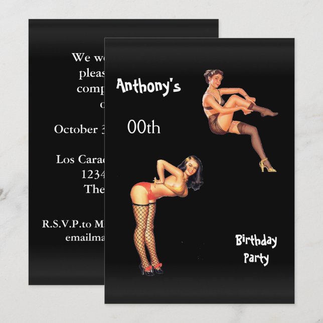 Convites Qualquer Festa de aniversário dos homens de idade (Frente/Verso)