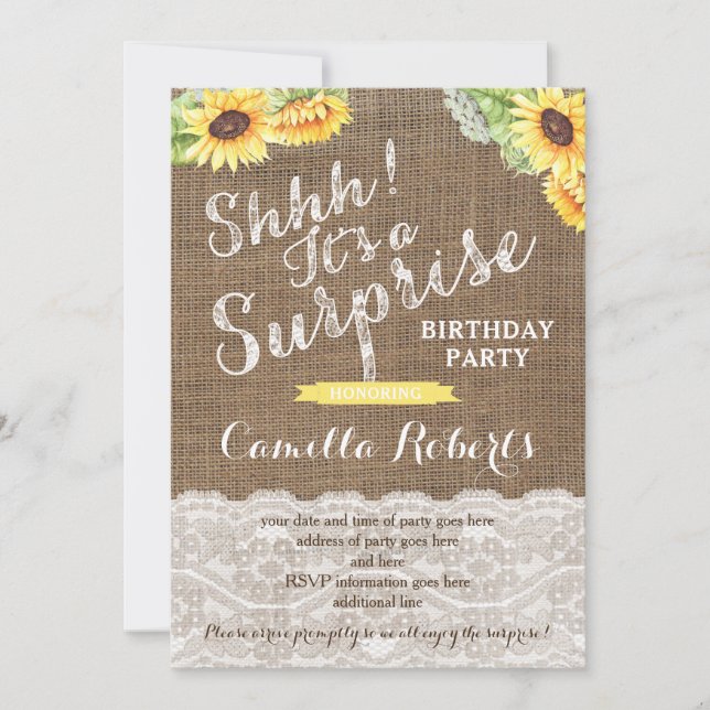 Convites Qualquer festa de aniversário surpresa de idade (Frente)