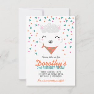 Convites qualquer garota de idade BIRTHDAY FIESTA alpaca ll