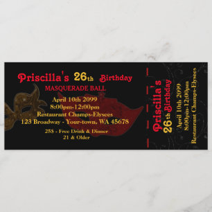 Convites qualquer idade,26th,Invitation Ticket styl,Birthda