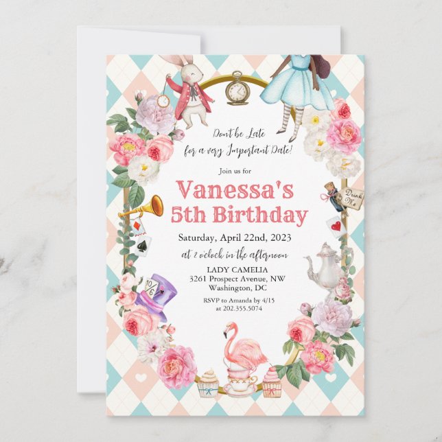 Convites QUALQUER IDADE - Alice Afro-Americana no País das  (Frente)