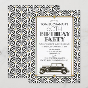 Convites QUALQUER IDADE - Arte de Aniversário Deco Gatsby 