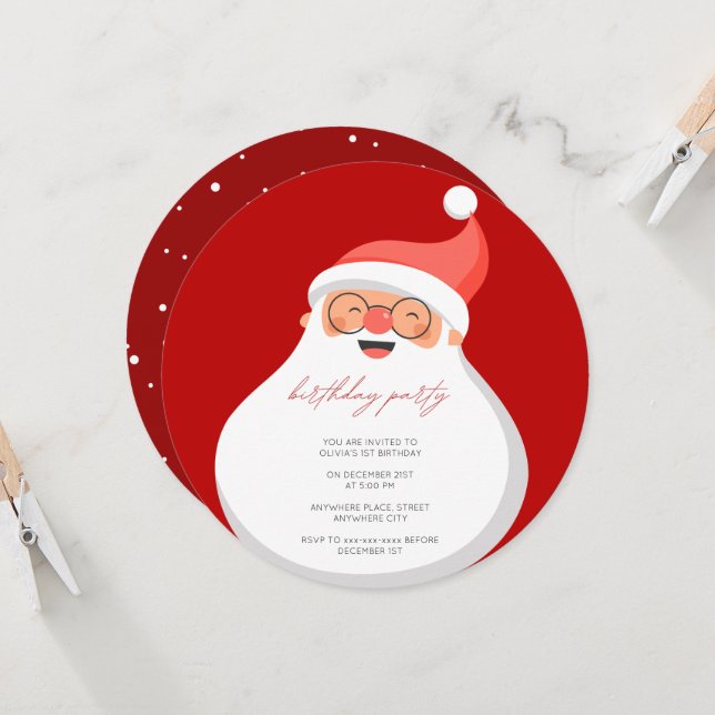 Convites Qualquer idade de aniversário de Natal (Frente/Verso In Situ)