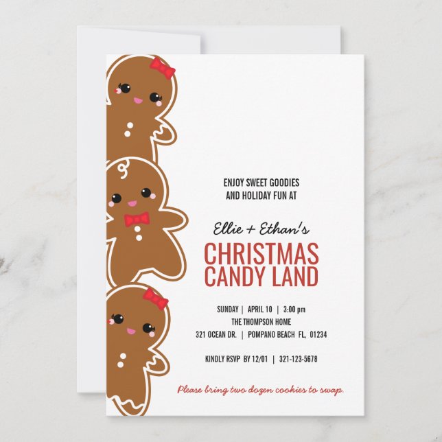 Convites QUALQUER IDADE DE GINGERBREAD DA candyland (Frente)