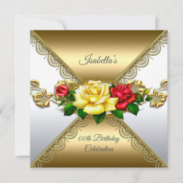 Convites Qualquer idade Festa de aniversário Dourada de ros