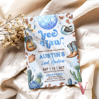 Convites QUALQUER IDADE RODEO Cowboy Blue Brown Aniversário