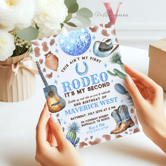 Convites QUALQUER IDADE RODEO Cowboy Blue Brown Aniversário
