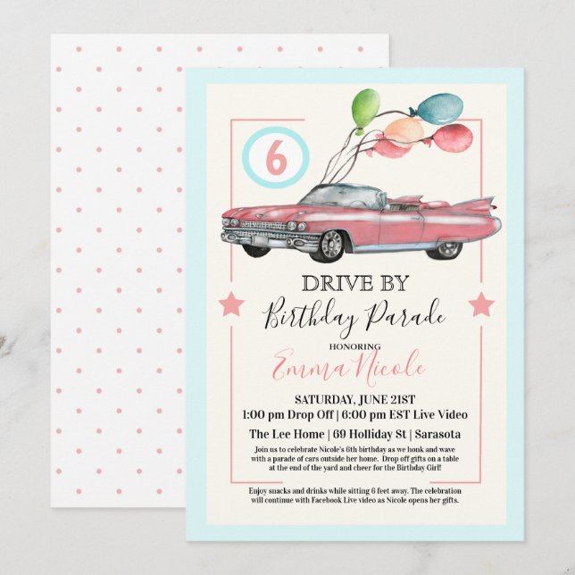 Convites QUALQUER IDADE - Unidade por Festa de aniversário  (Frente/Verso)