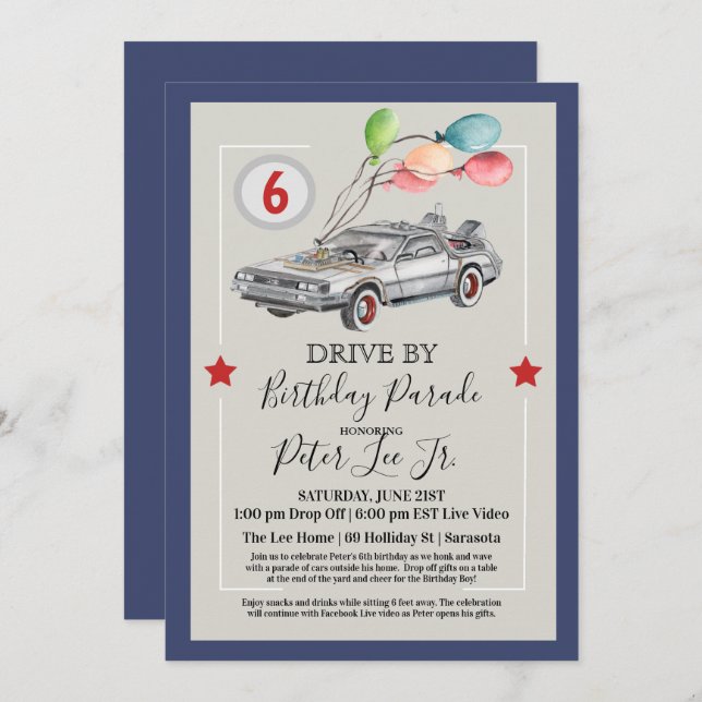 Convites QUALQUER IDADE - Unidade por Festa de aniversário  (Frente/Verso)