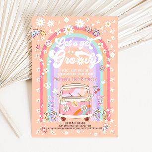 Convites QUALQUER IDADE Vamos Ficar Groovy Van Aniversário
