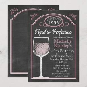 Convites QUALQUER IDADE Vinho Chalkboard Adulto Aniversári