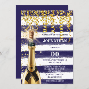 Convites QUALQUER marinho náutico, borbulhante branco de ou