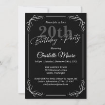 Qualquer moderno de aniversário preto e branco