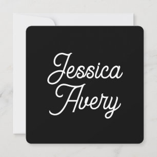 Convites Qualquer Nome Elegante Script Branco Vintage em