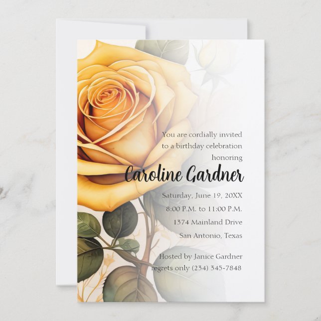 Convites Qualquer Número de Aniversário Convidar Rosas Amar (Frente)