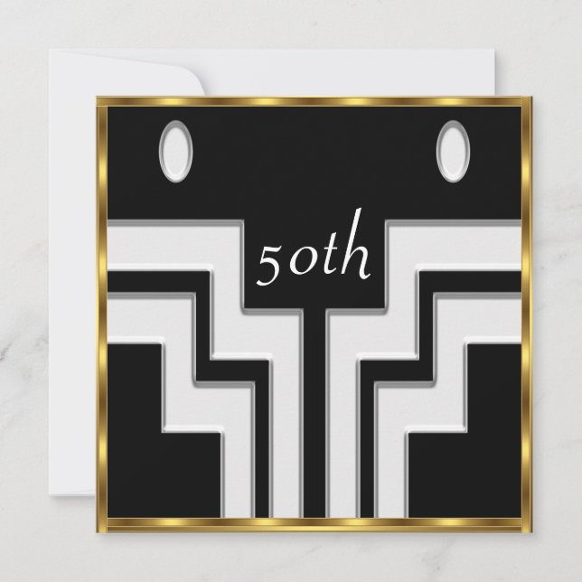 Convites Qualquer preto branco festa de aniversário (Frente)