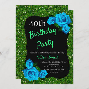 Convites Qualquer Rosa Azul Verde de Aniversário de Idade