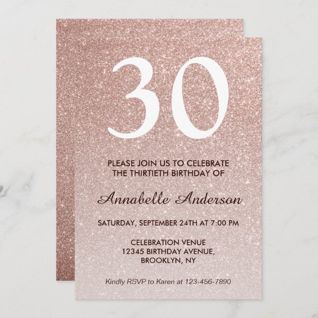 Convites Qualquer Rosa Rosa Rosa Dourada, Rosa, Rosa, Brilh (Frente/Verso)