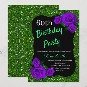 Convites Qualquer Rosa verde brilhante de Aniversário