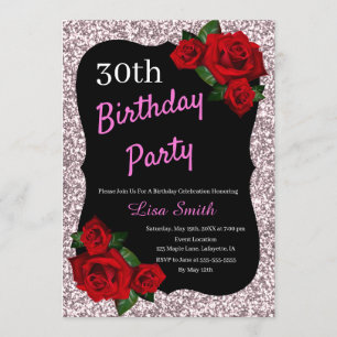Convites Qualquer Rosa vermelha Rosa Rosa de Aniversário de