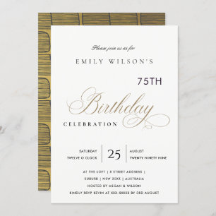 CONVITES QUALQUER TIPOGRAFIA DOURADA ELEGANTE DE IDADE SIMP